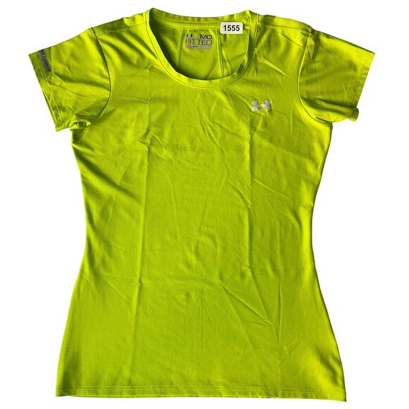 Under Armour Women Short Sleeve Workout Fitted T-shirt size M, Solid Neon Green - Picture 1 of 8